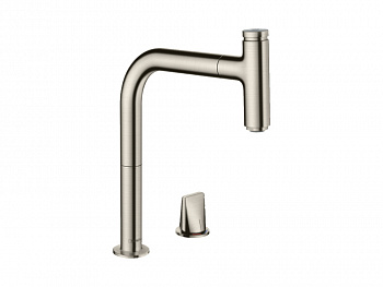 HANSGROHE Metris Select Кухонный смеситель на 2 отв, 200, с вытяжным изливом, 1jet, sBox, под сталь арт. 40325