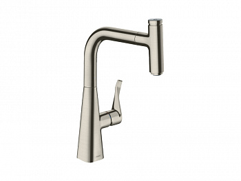 HANSGROHE Metris Select M71 Кухонный смеситель 240 с вытяжным изливом, 1jet, под сталь арт. 40331