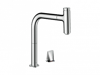 HANSGROHE Metris Select M71 Кухонный смеситель на 2 отв, 200, с вытяжным изливом, 1jet, sBox, хром арт. 40355