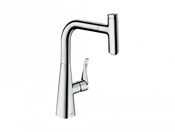 HANSGROHE Metris Select M71 Кухонный смеситель, однорычажный, 240 с вытяжным изливом, 1jet, хром арт. 40357