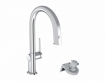 HANSGROHE Aqittura M91 Кухонный смеситель однорычажный, FilterSystem 210, выдвижной носик, хром арт. 40359