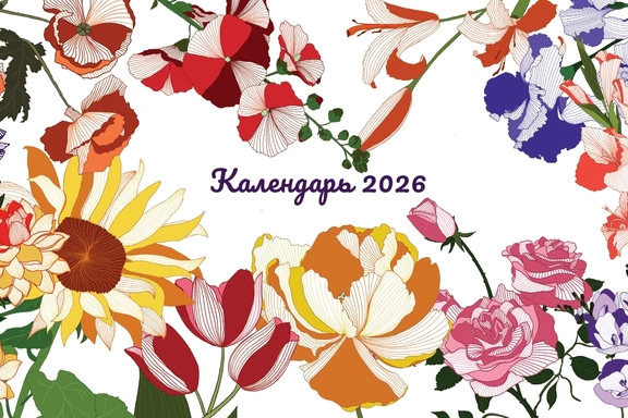 Календарь 2026 с иллюстрациями цветов — Календарь, PDF