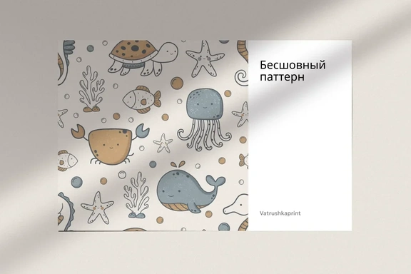 Бесшовный морской детский паттерн — Паттерны, PNG