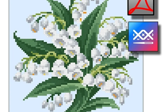 "Ландыши" восстановленная старинная схема вышивки — Схемы вышивки, PDF