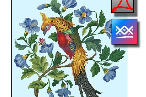 "Золотистый фазан" восстановленная старинная схема вышивки — Схемы вышивки, PDF