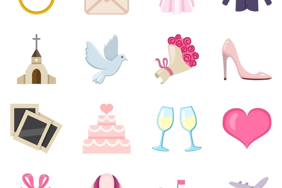Свадебные иконки в разных стилях — Наборы, EPS