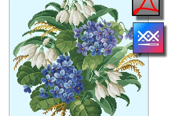 Старинная восстановленная схема для вышивки "Фиалки и подснежники". — Схемы вышивки, PDF