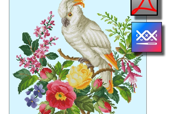 "Какаду" восстановленная старинная схема вышивки — Схемы вышивки, PDF