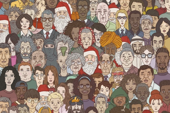 Иллюстрация из множества мультяшных лиц — Цифровые иллюстрации, EPS