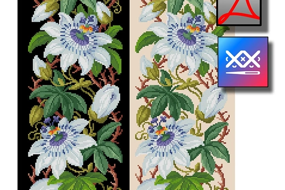 Панель "Пассифлора" Старинная восстановленная схема — Схемы вышивки, PDF