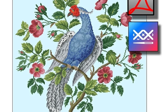 "Серебристый фазан" восстановленная старинная схема вышивки — Схемы вышивки, PDF