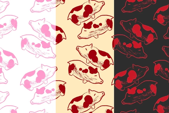 Свинки: Бесшовный паттерн с авторской графикой — Паттерны, PNG