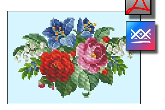 Миниатюрка с камелиями восстановленная старинная схема вышивки — Схемы вышивки, PDF