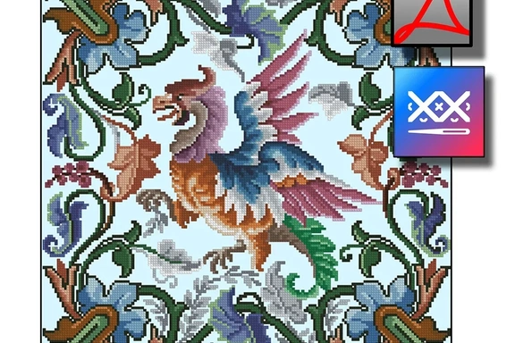 Старинная восстановленная схема для вышивки "Грифон" — Схемы вышивки, PDF