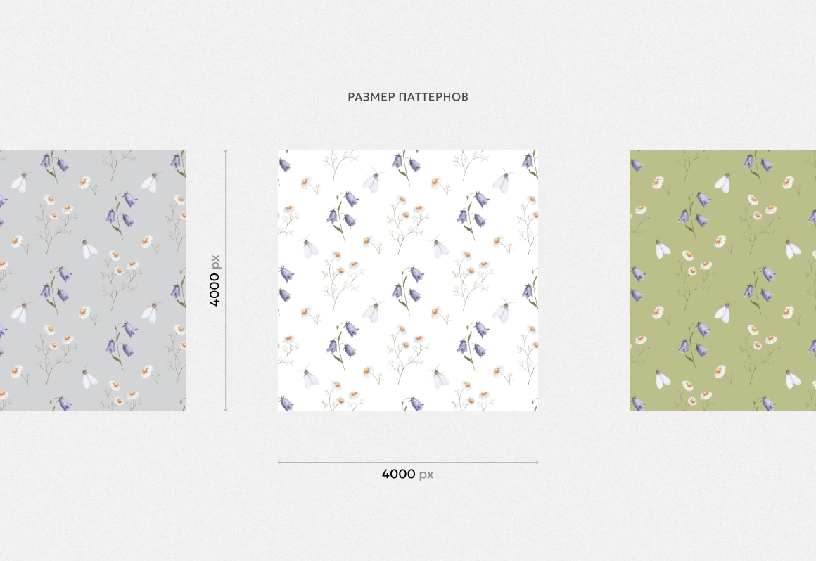 Бесшовный паттерн с колокольчиками и ромашками - скриншот 2