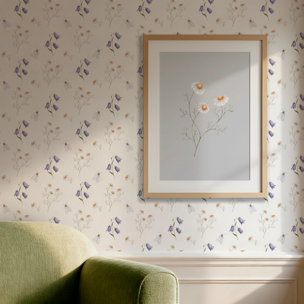 Бесшовный паттерн с колокольчиками и ромашками - скриншот 8