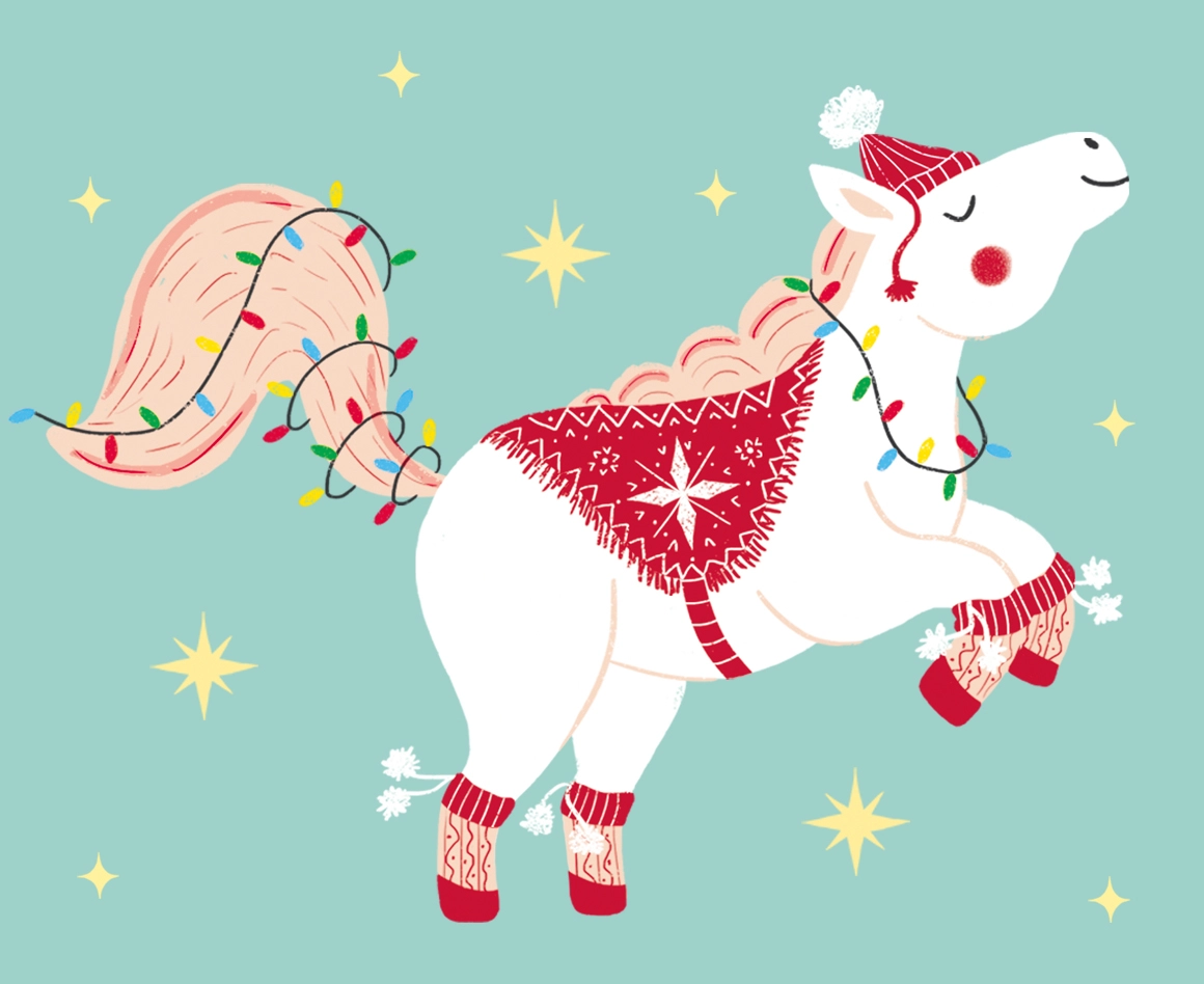 Новогодняя этикетка с лошадкой. Готовый принт для печати - скриншот 3