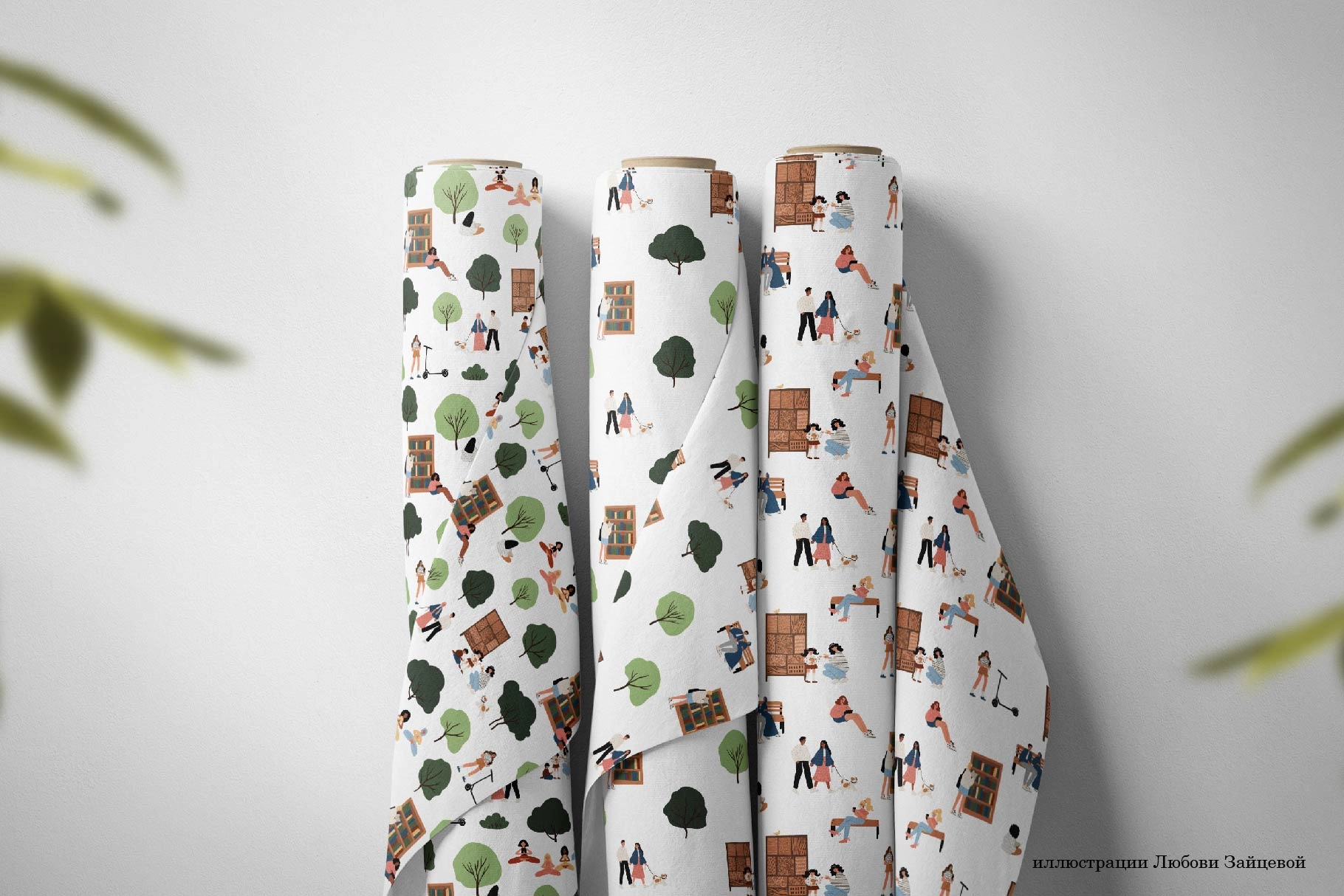 Бесшовные паттерны с людьми в парке, природой и городской атмосферой - скриншот 3