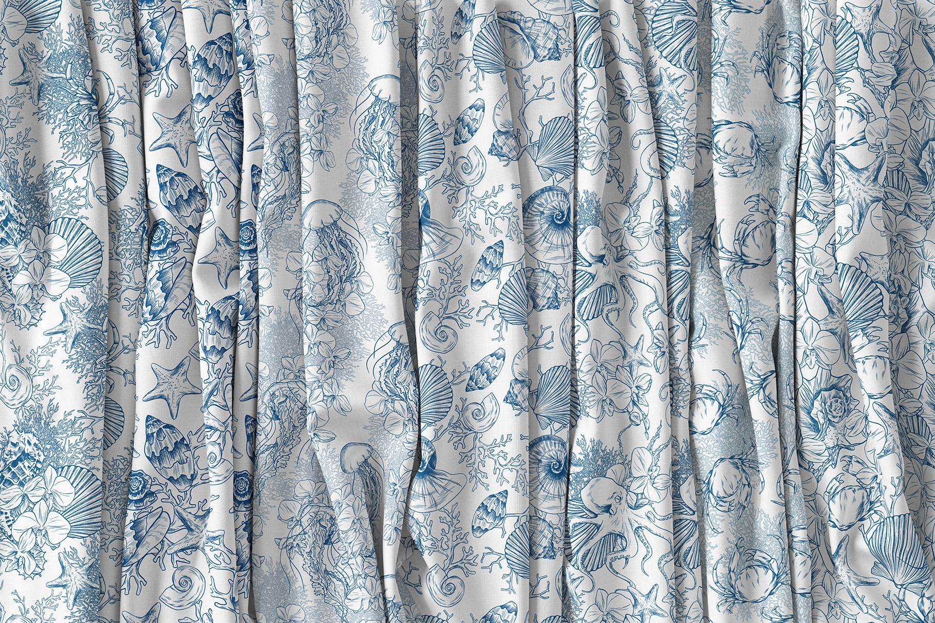 "Туаль". Набор векторных паттернов на морскую тему. - скриншот 1