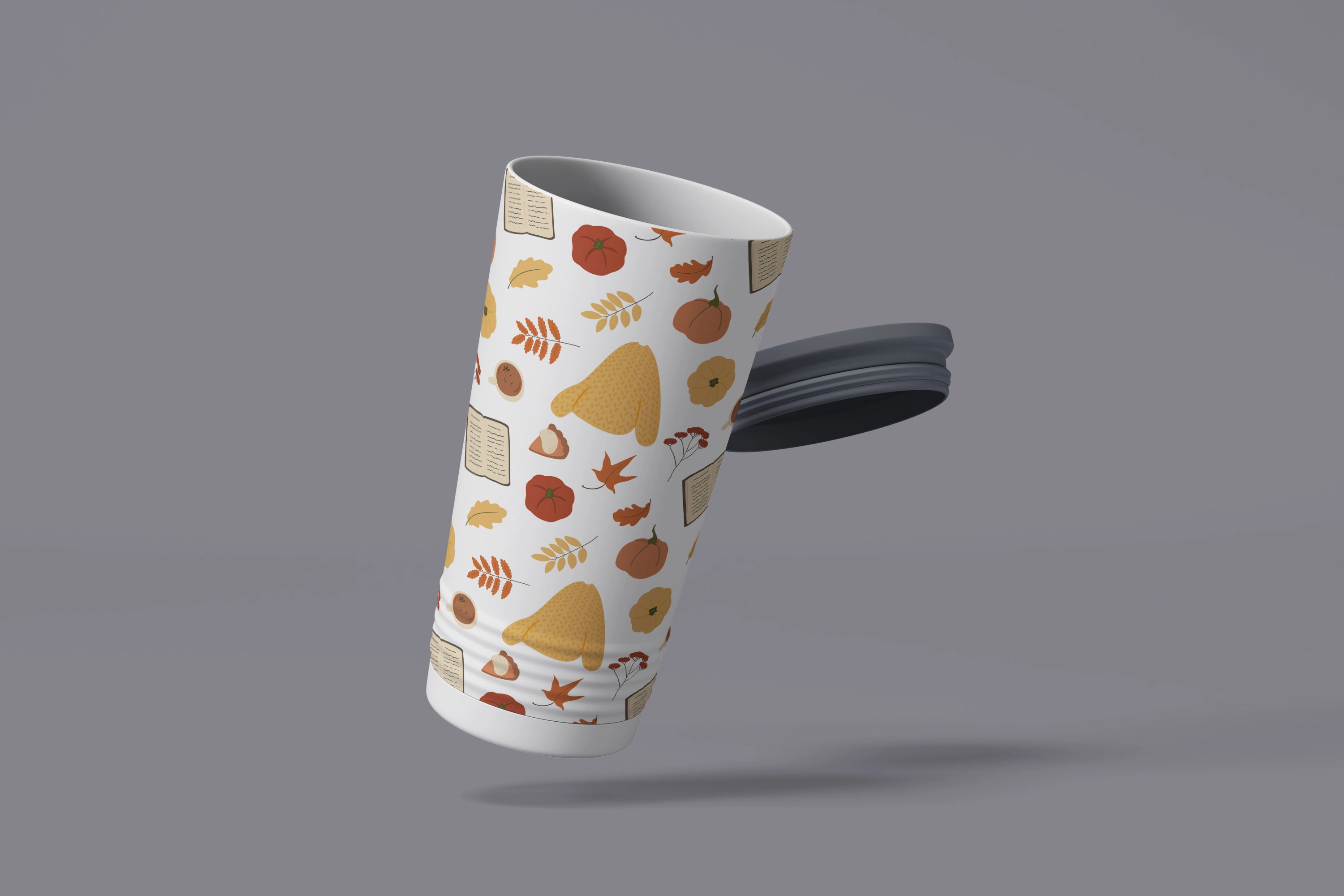 Набор бесшовных осенних паттернов с людьми на улицах, уютными домиками и сезонными деталями. - скриншот 6