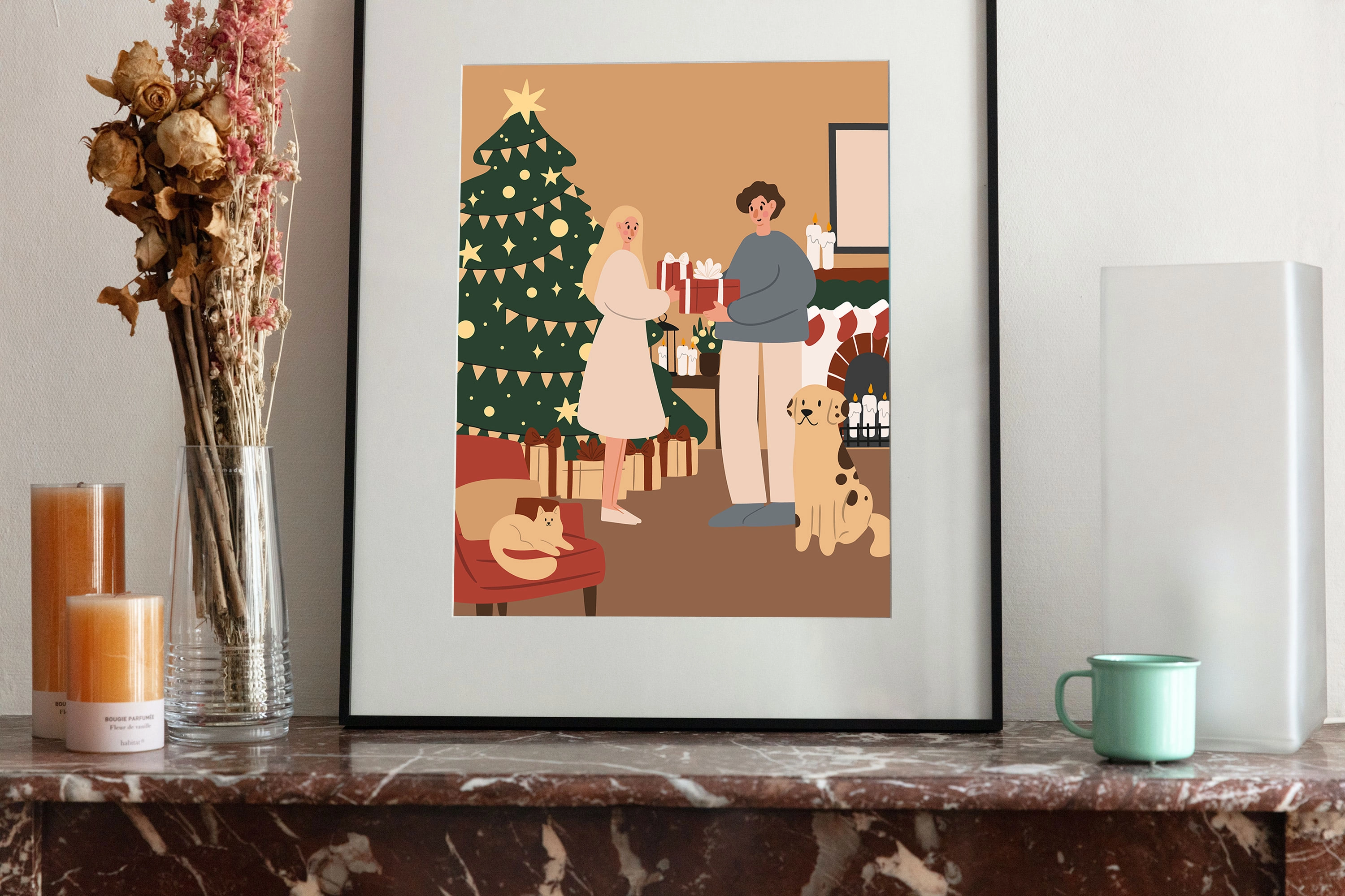 Набор элементов для создания новогодних иллюстраций с семьями, ёлками и праздничным декором - скриншот 8