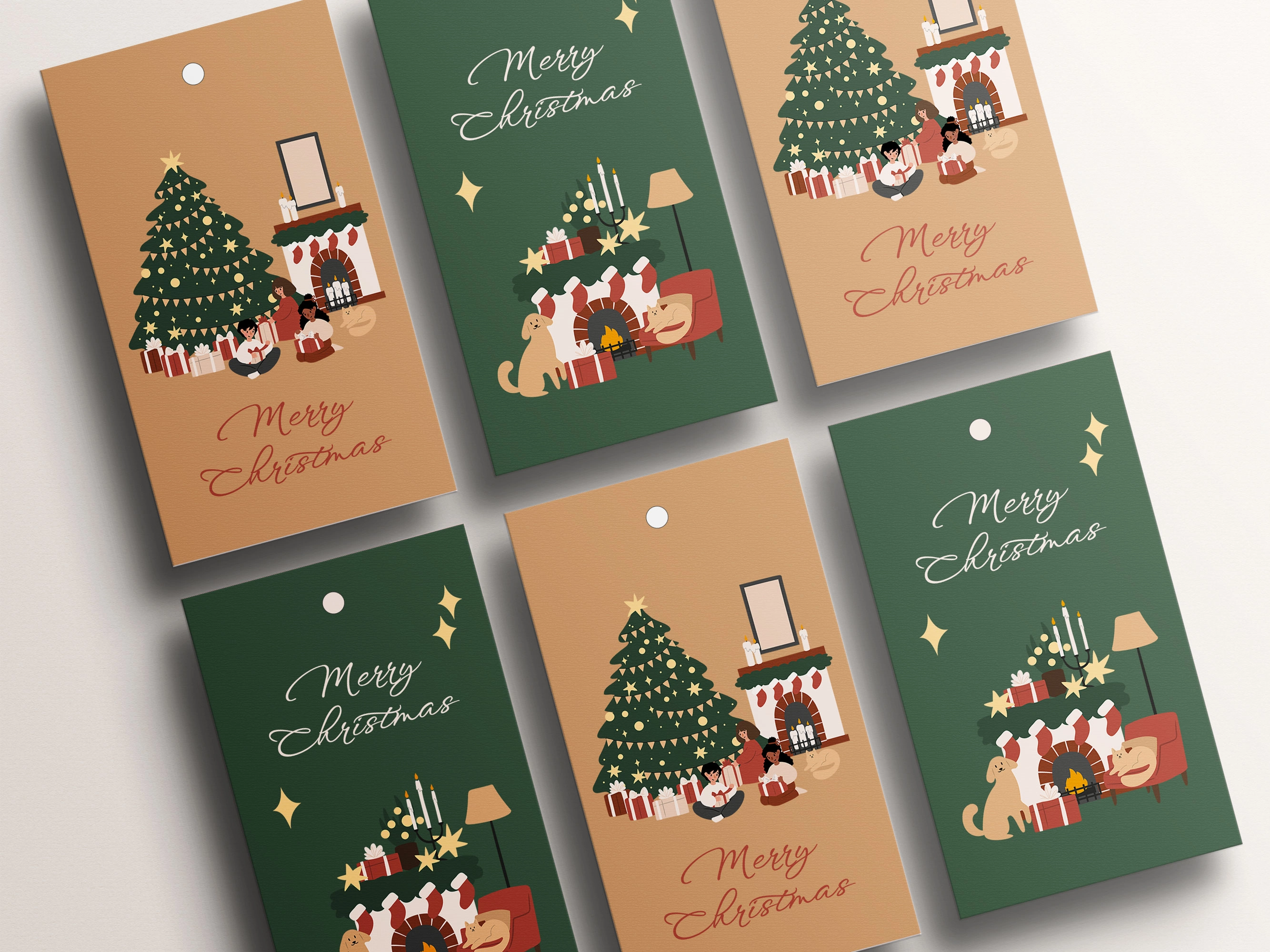 Набор элементов для создания новогодних иллюстраций с семьями, ёлками и праздничным декором - скриншот 10