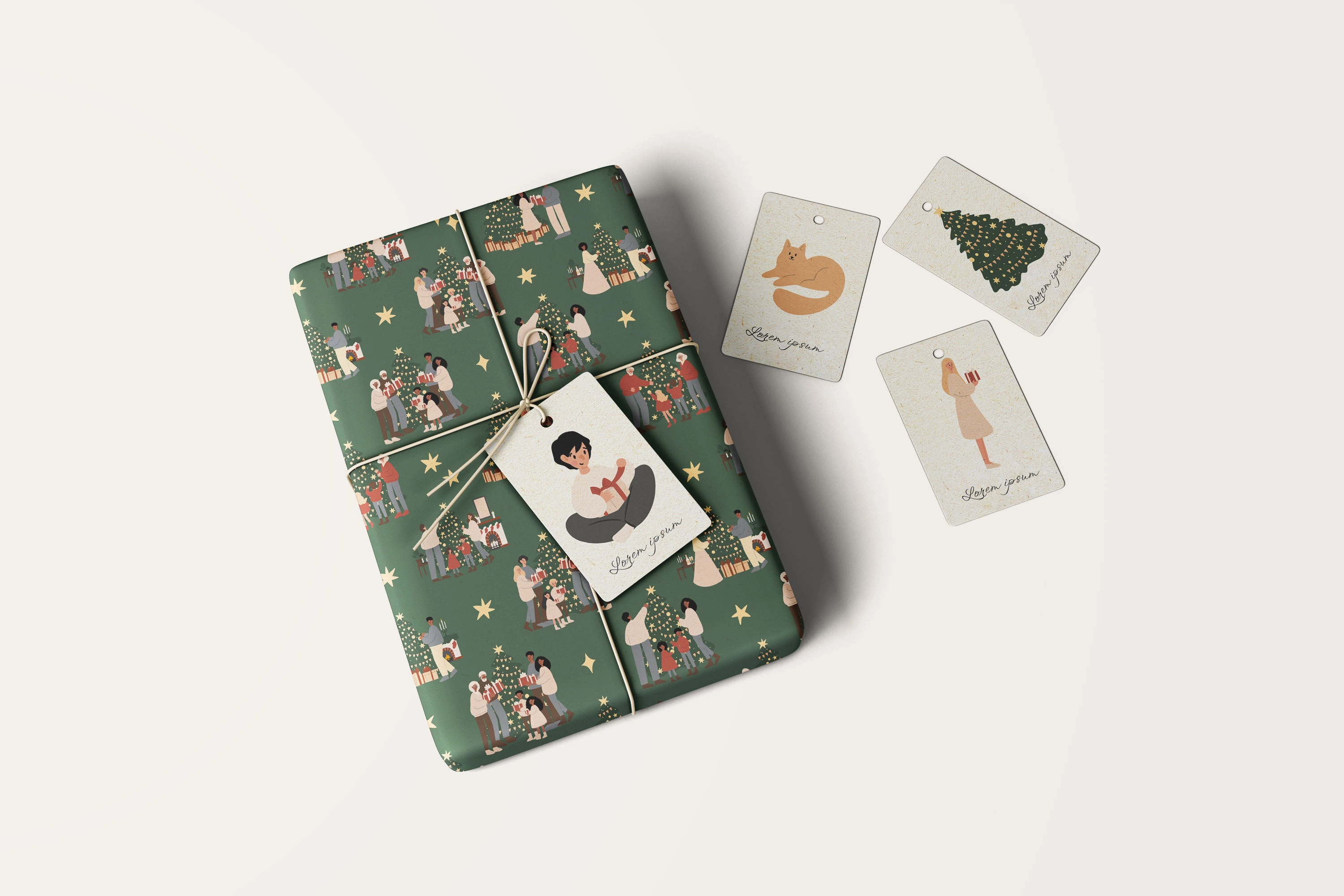 Коллекция новогодних паттернов с семьями, подарками и праздничными элементами - скриншот 4