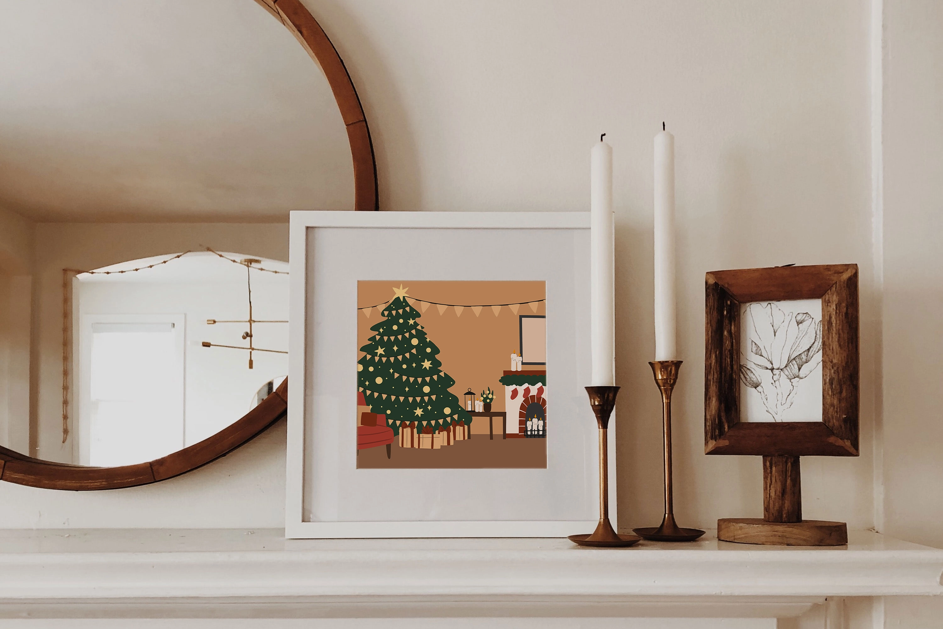 Коллекция новогодних интерьеров с украшенными ёлками, каминами и праздничным декором - скриншот 5