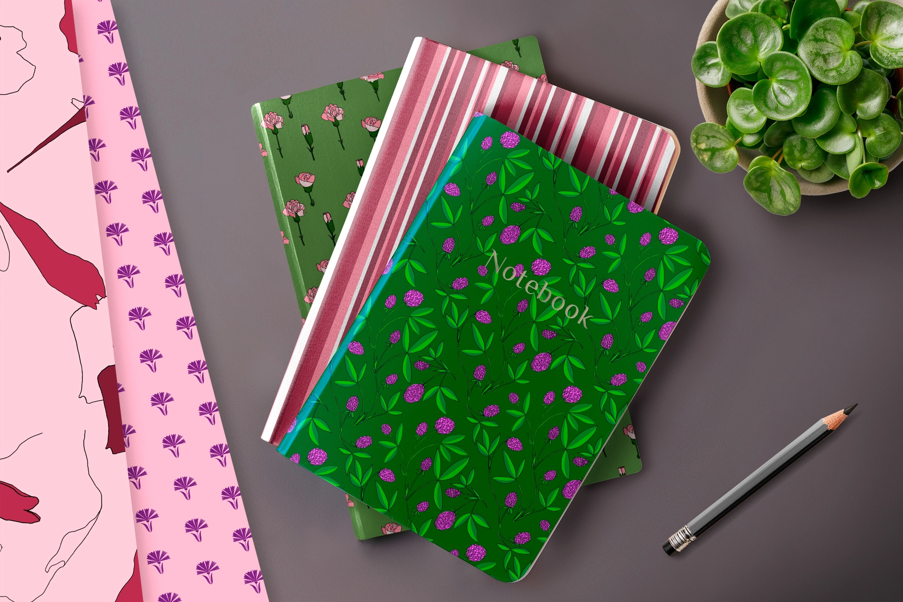 Пионы и клевер | Коллекция элементов и бесшовных паттернов - скриншот 4