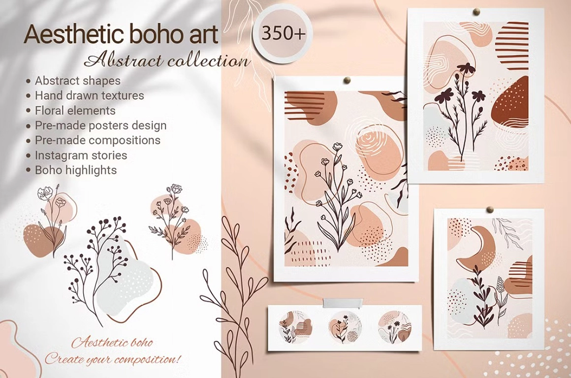 Большая абстрактная коллекция с цветочными элементами - превью главного изображения