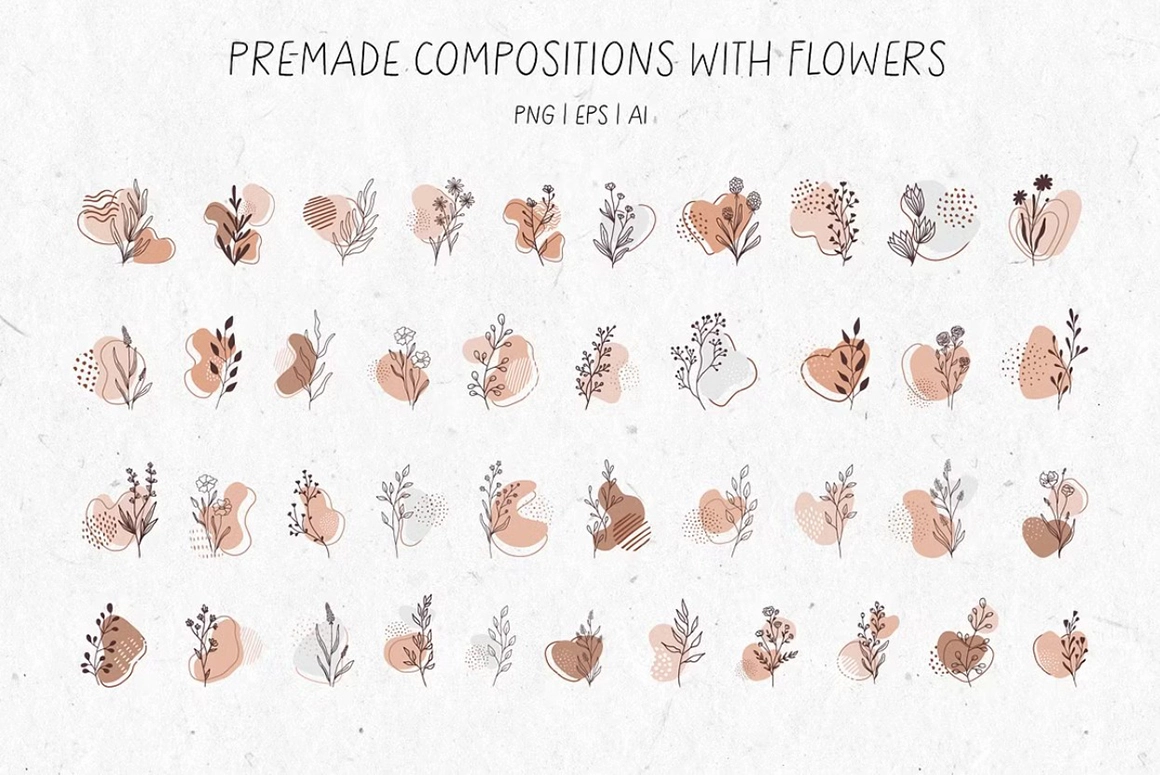 Большая абстрактная коллекция с цветочными элементами - скриншот 3