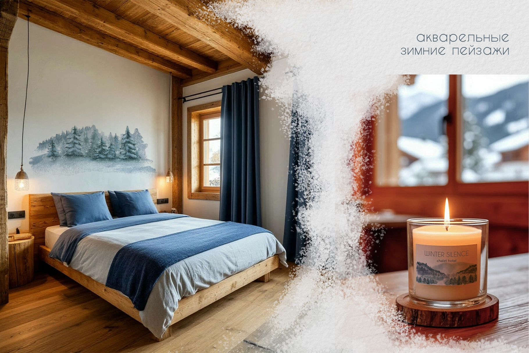 Горный туман коллекция акварельных зимних пейзажей - скриншот 1