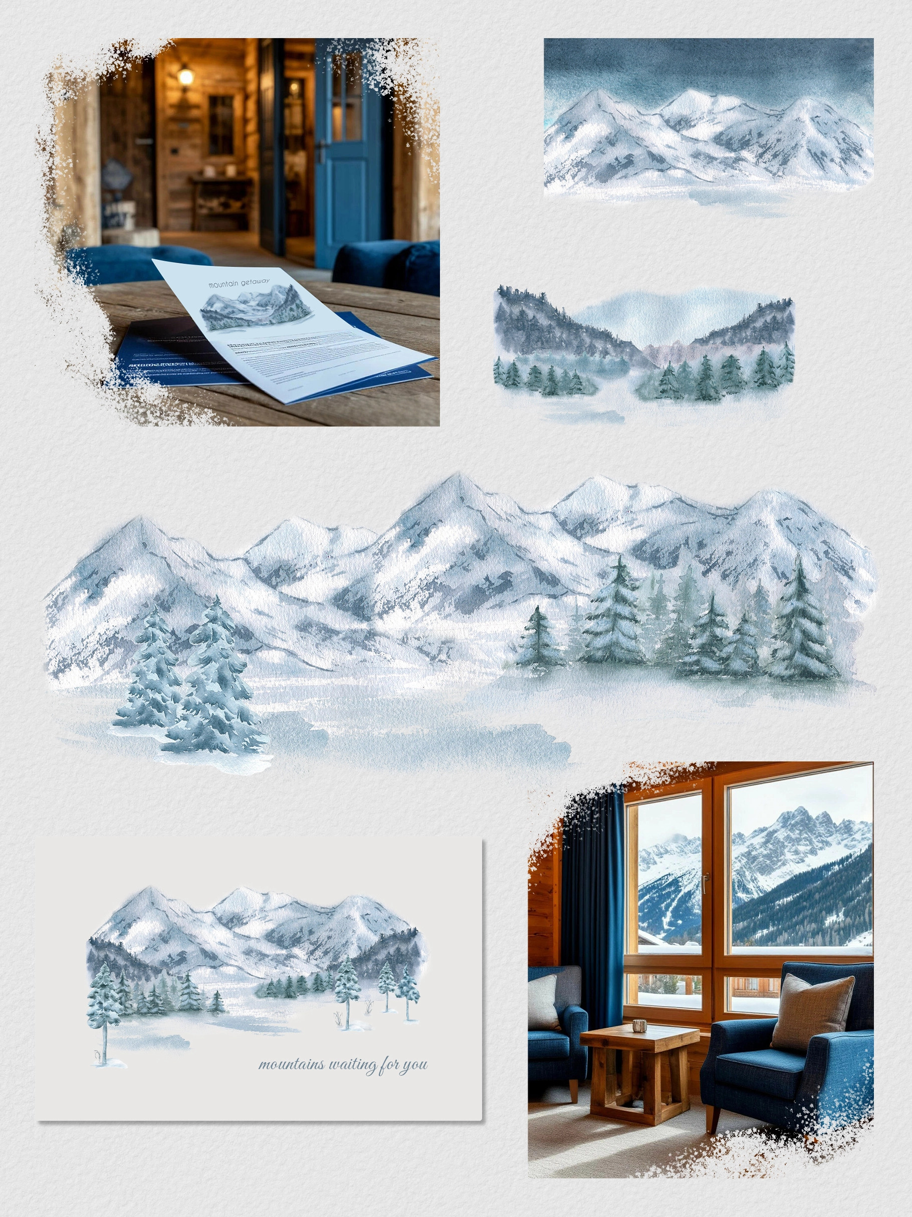 Горный туман коллекция акварельных зимних пейзажей - скриншот 5