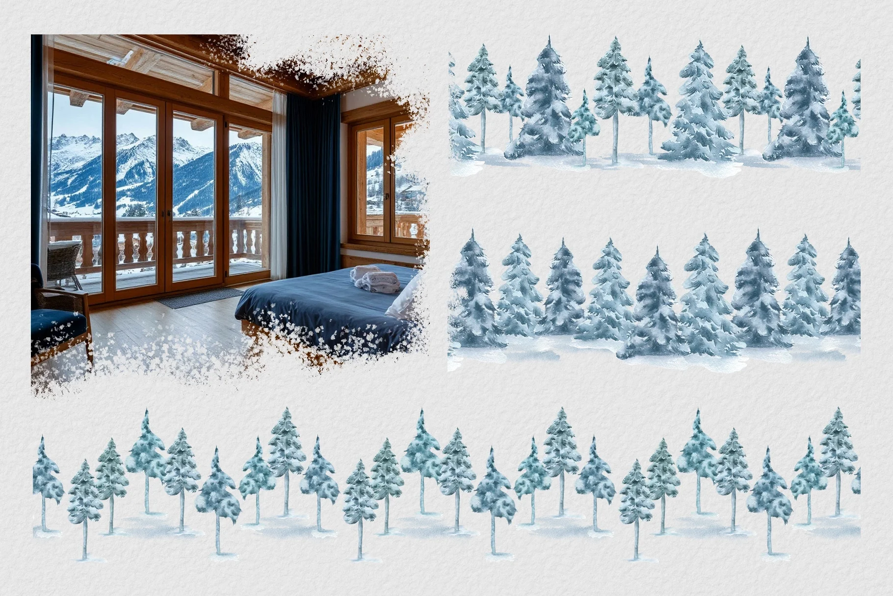 Горный туман коллекция акварельных зимних пейзажей - скриншот 7