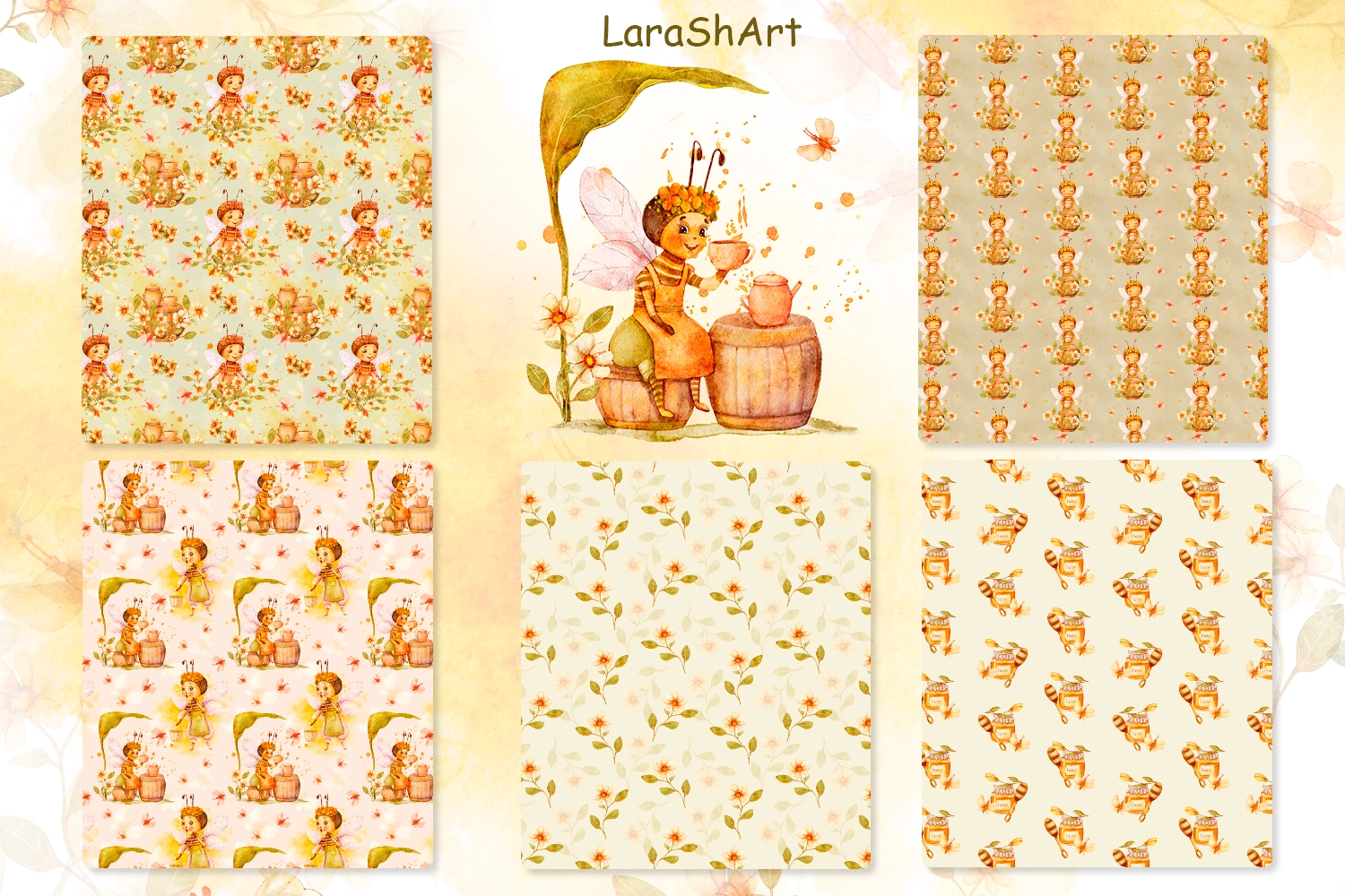 Коллекция «Мультяшные пчелы» | Клипарт и паттерны - скриншот 5