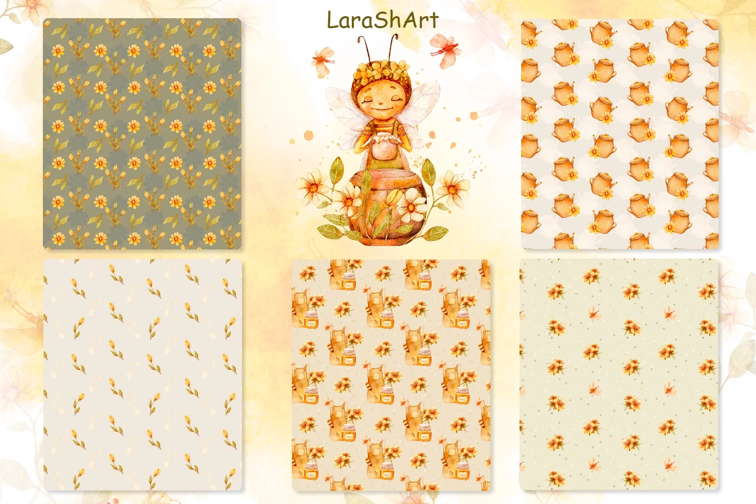 Коллекция «Мультяшные пчелы» | Клипарт и паттерны - скриншот 6