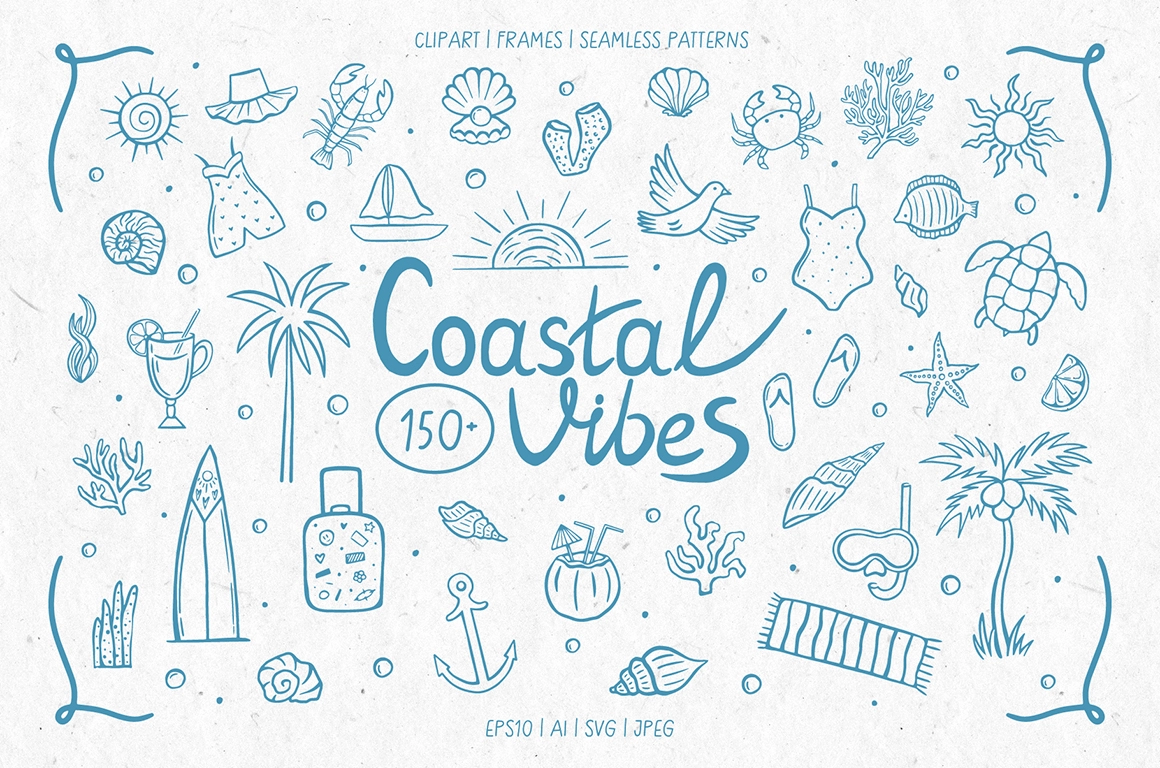 Минималистичные морские дудлы - превью главного изображения