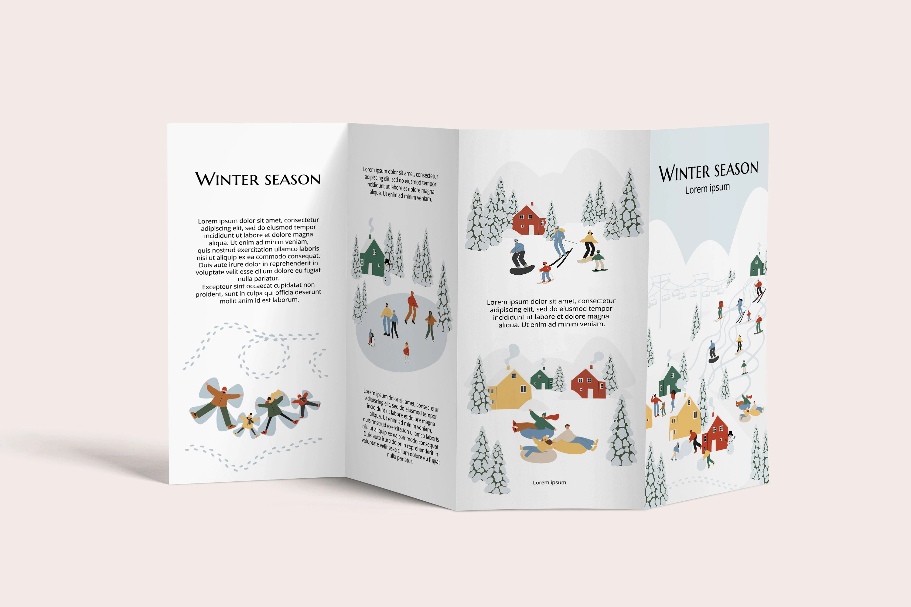 Коллекция иллюстраций с зимними видами спорта и деревенской жизнью: катание на лыжах, сноуборде и отдых в горах - скриншот 4