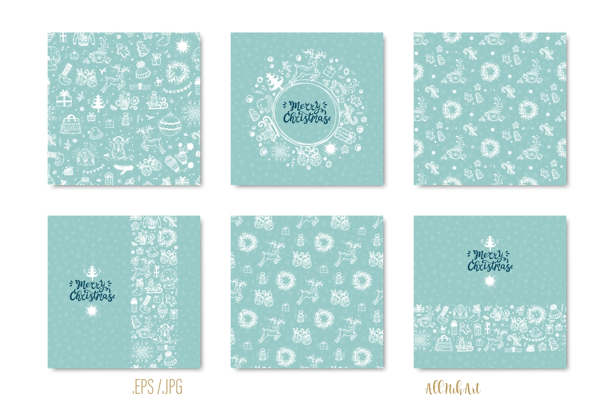 Рождество - векторный набор элементов и паттернов - скриншот 4