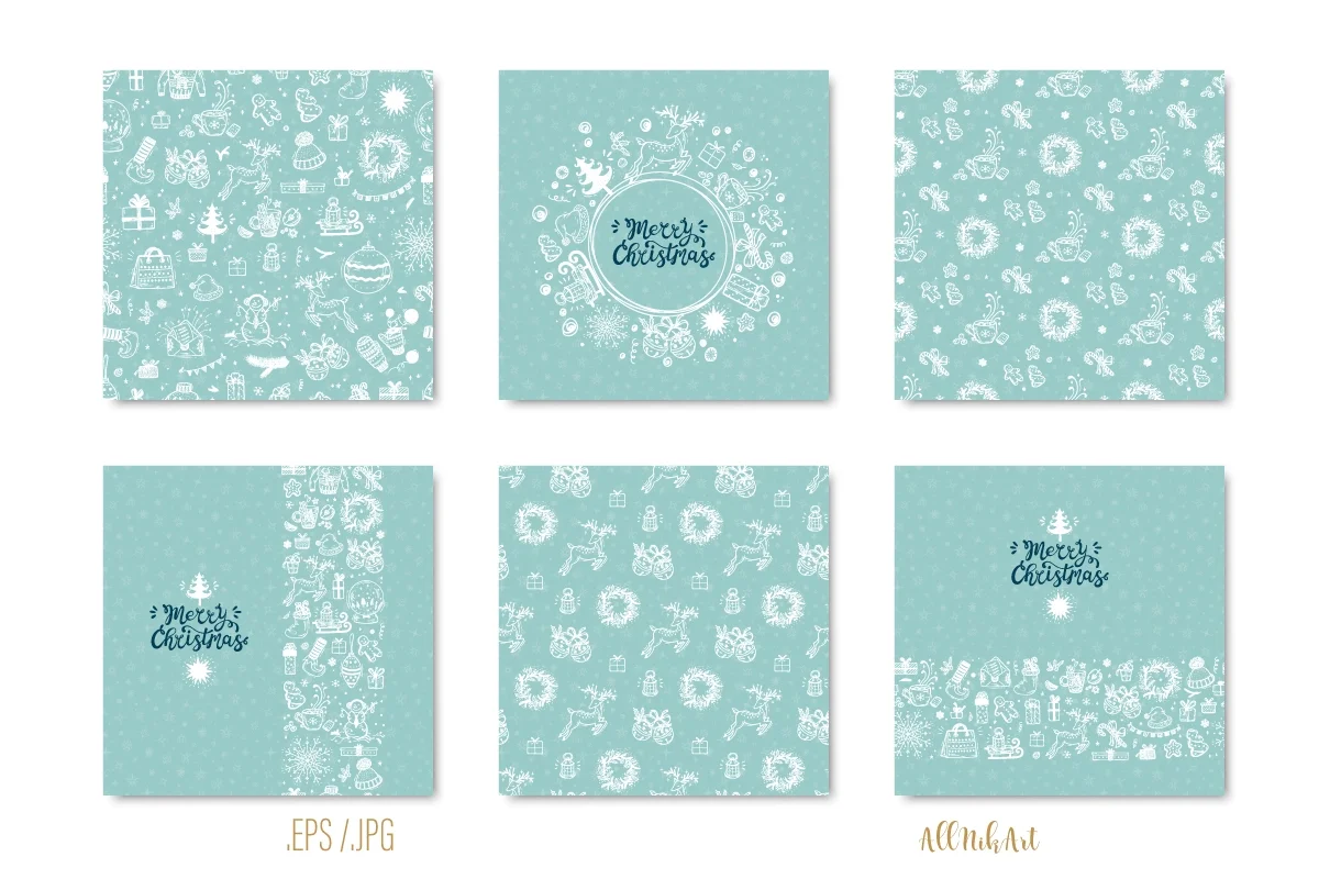 Рождество - векторный набор элементов и паттернов - скриншот 4