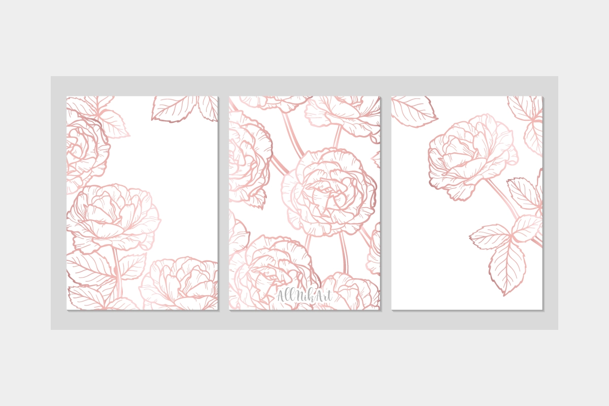 Открытки и паттерны с розами. Графический набор - скриншот 1