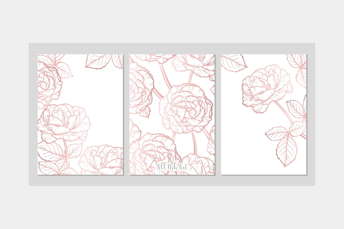 Открытки и паттерны с розами. Графический набор - скриншот 1