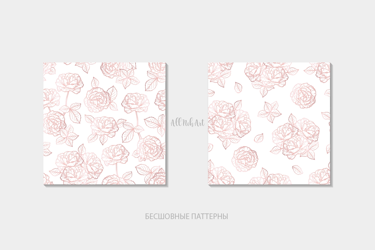 Открытки и паттерны с розами. Графический набор - скриншот 3