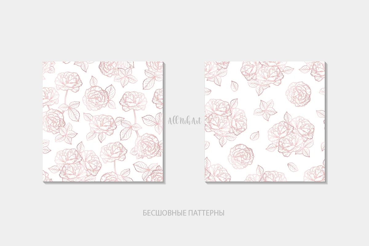 Открытки и паттерны с розами. Графический набор - скриншот 3