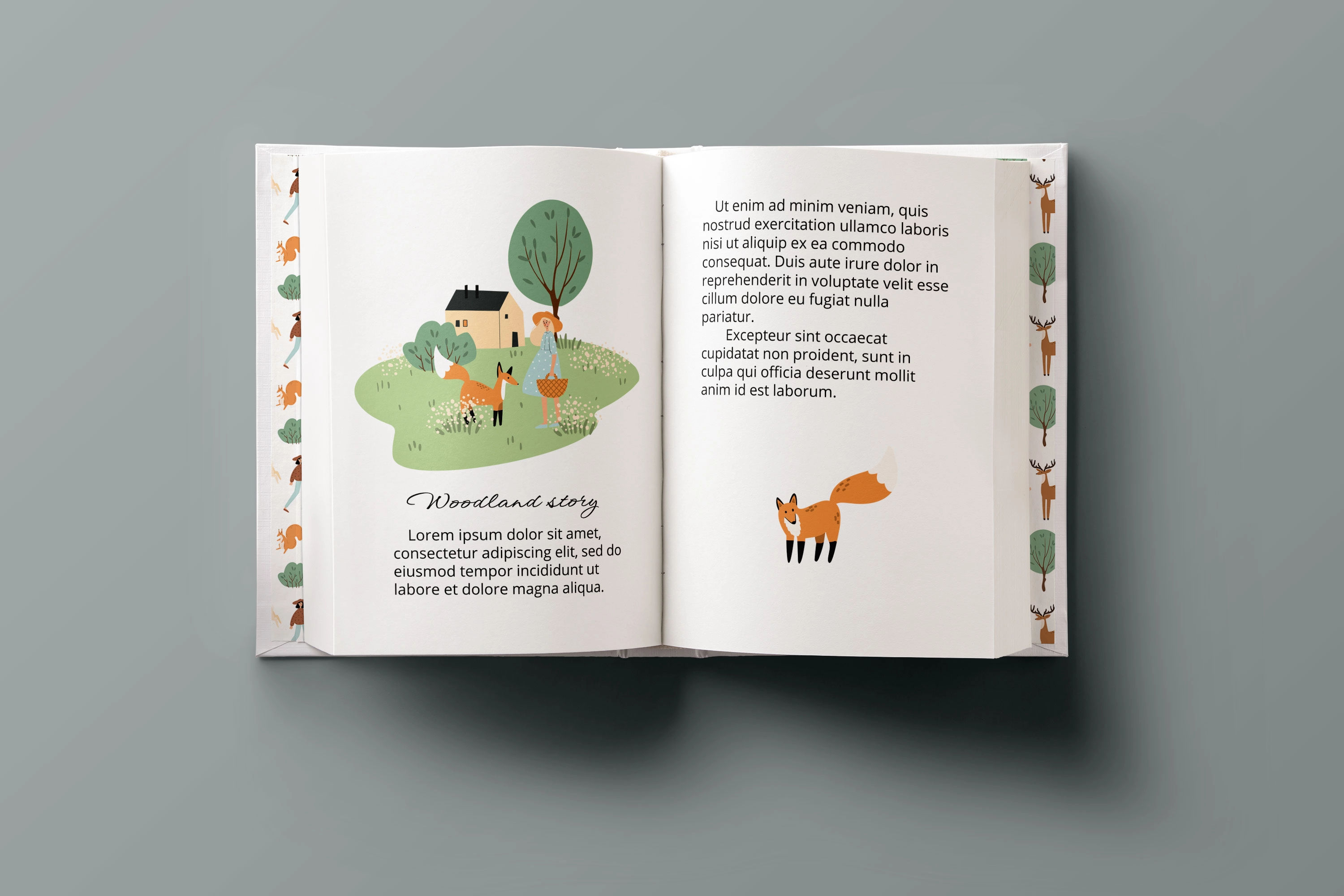 Набор иллюстраций с волшебными лесными домиками, животными и девушками в природном окружении - скриншот 4