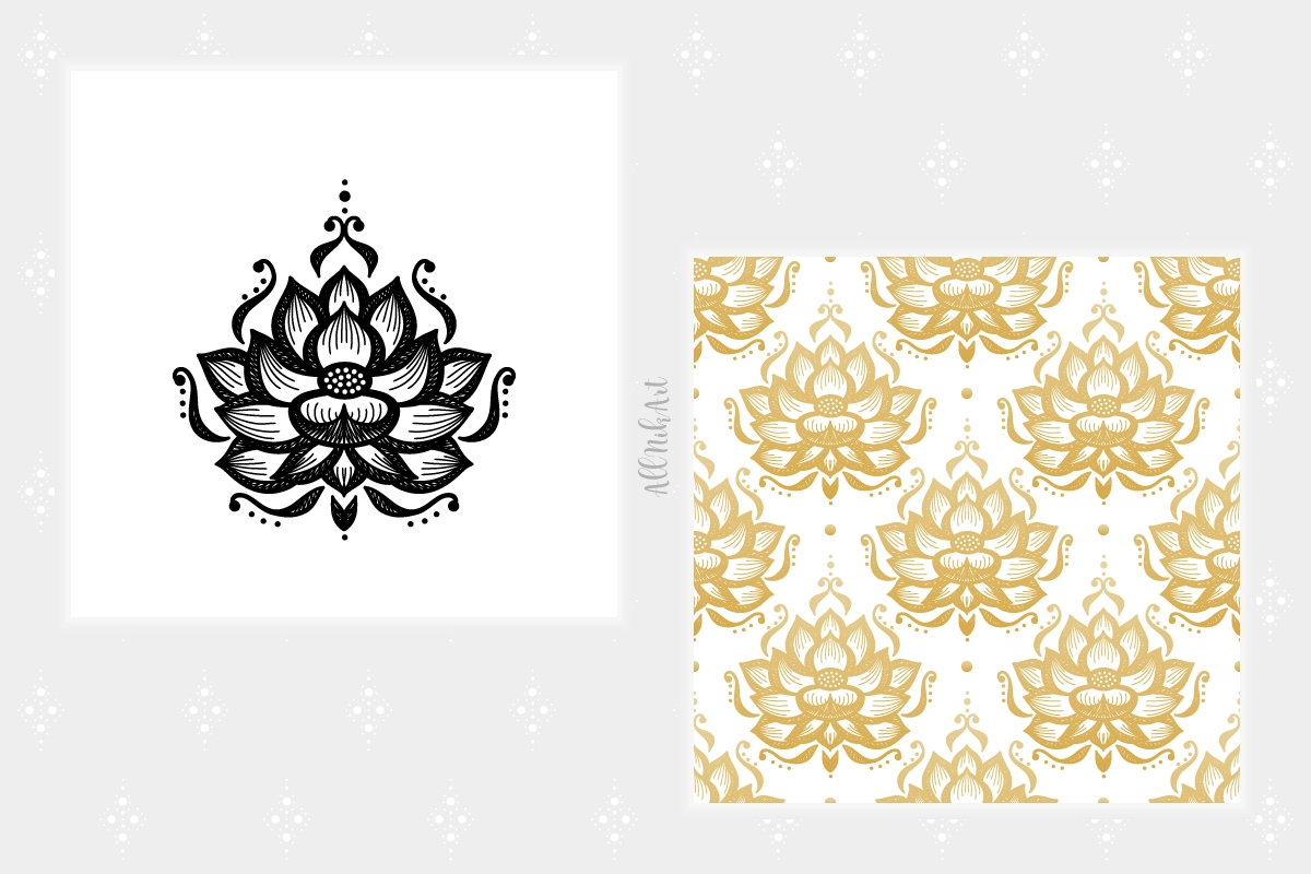 Лотосы — векторные элементы и паттерны - скриншот 3