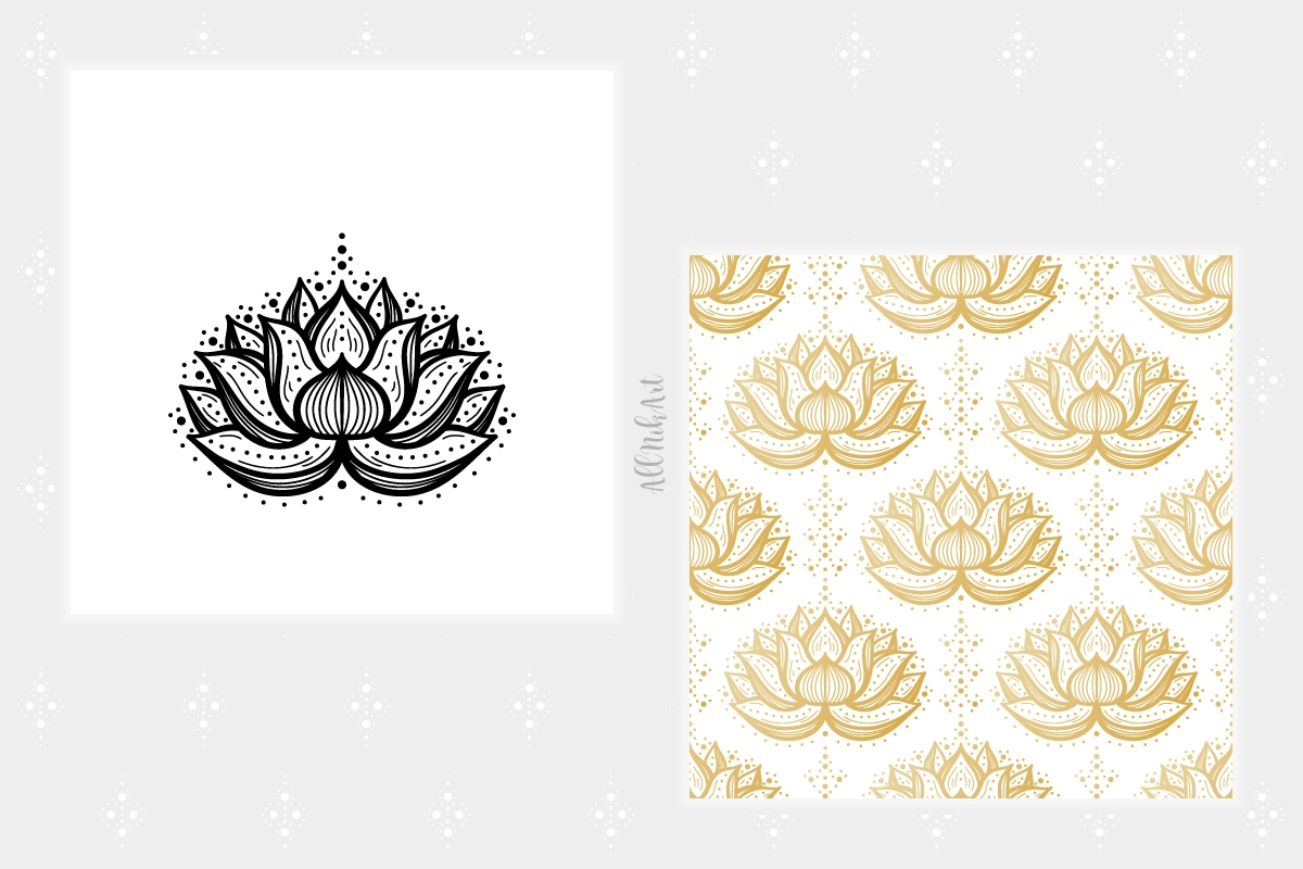 Лотосы — векторные элементы и паттерны - скриншот 4