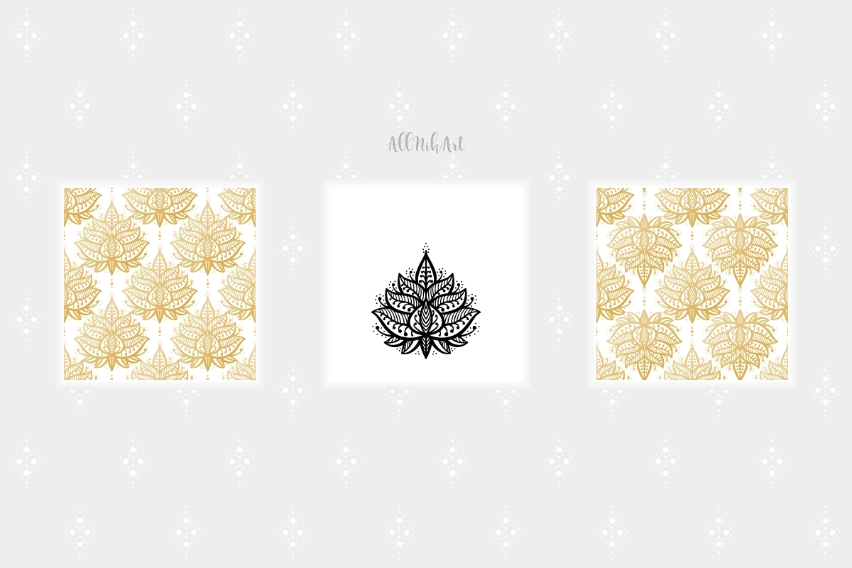 Лотосы — векторные элементы и паттерны - скриншот 5