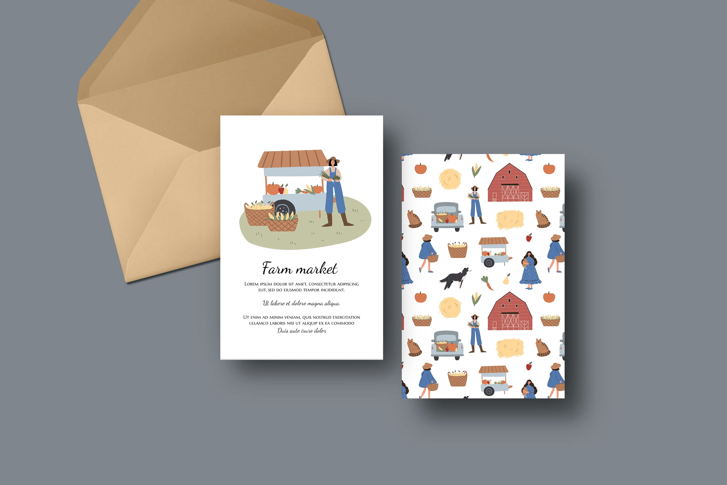 Набор иллюстраций с фермерами, животными и загородными сценами - скриншот 4