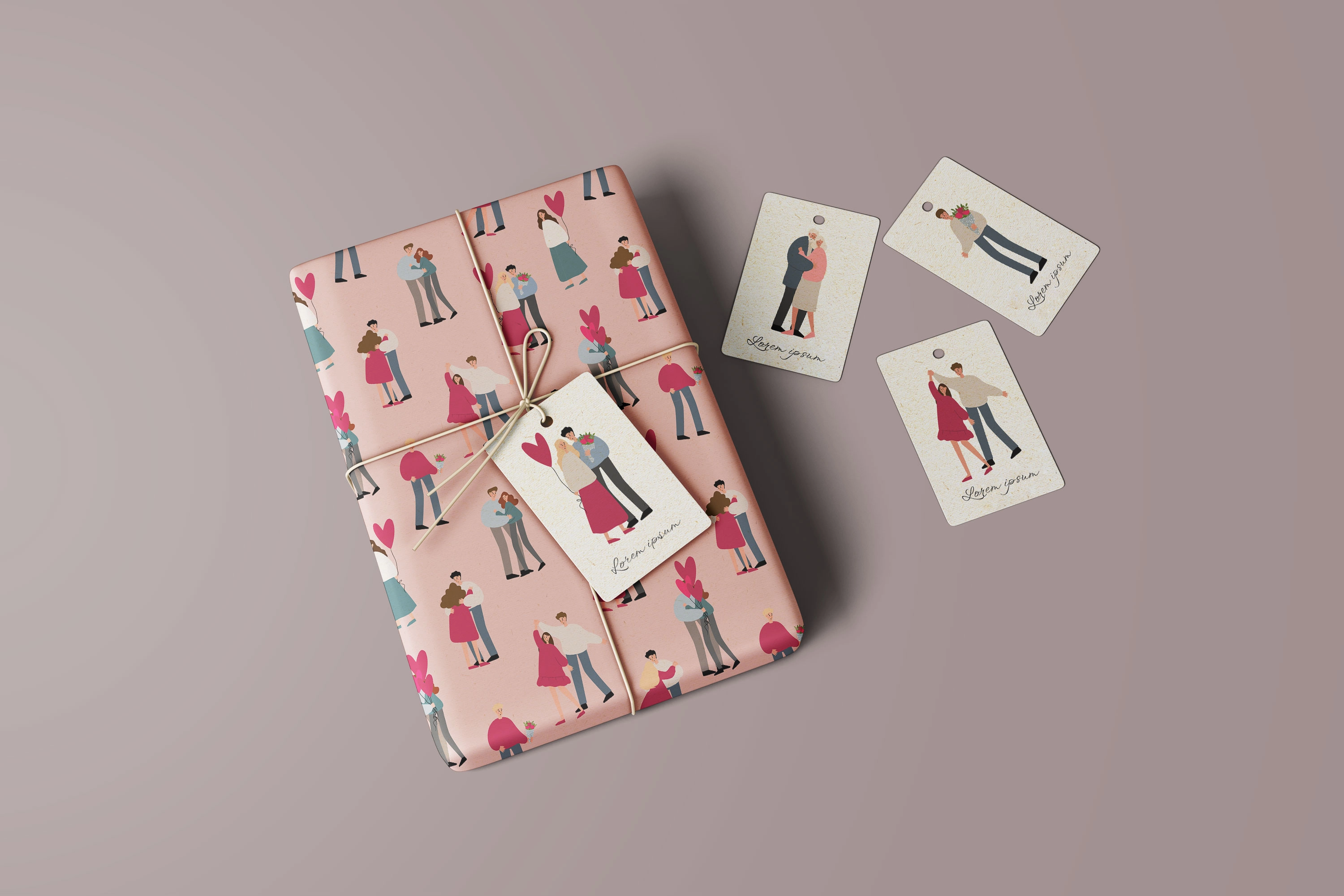 Набор бесшовных паттернов ко Дню влюблённых с сердцами и влюбленными парами - скриншот 5